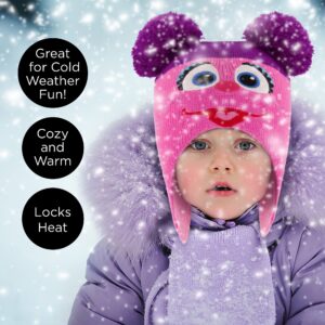 Sesame Street Girls' Winter Hat and Mittens Set, Abby Cadabby Beanie for Ages 2-4, Dark Pink