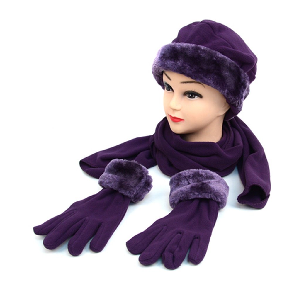 Girl's 6-12 Black Faux Fur Trimmed Matching Gloves, Scarf Winter Set