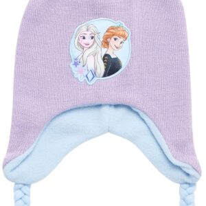 Disney Girls’ Winter Set: Ear Flap Beanie Hat, Gloves or Mittens: Elsa, Anna, Princess (Age: 2-7), Size Age 4-7, Purple Glove