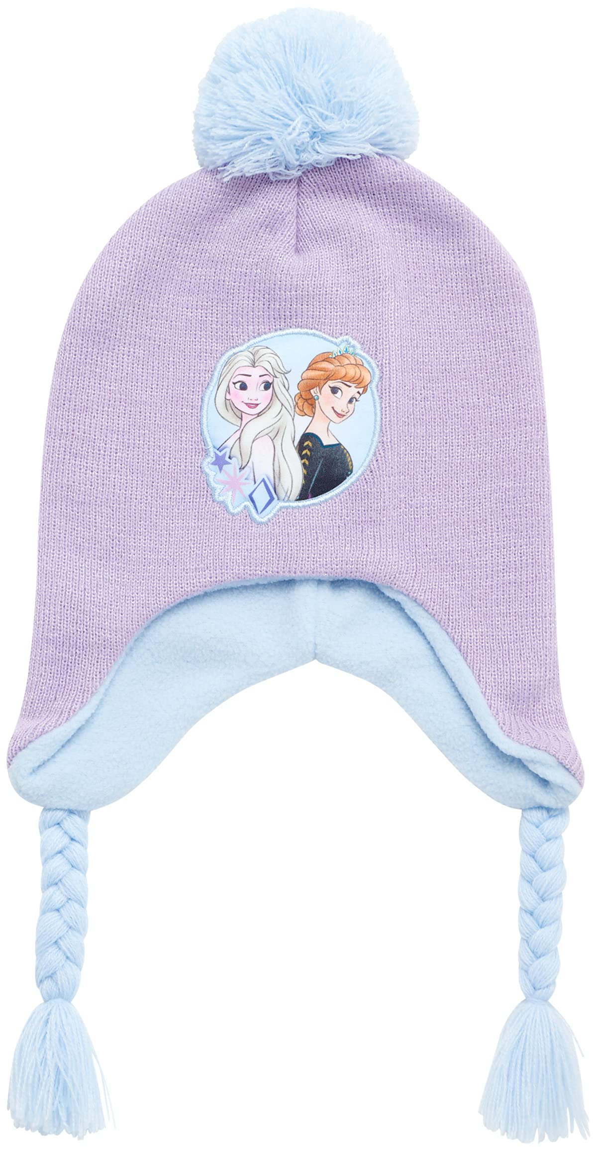 Disney Girls’ Winter Set: Ear Flap Beanie Hat, Gloves or Mittens: Elsa, Anna, Princess (Age: 2-7), Size Age 4-7, Purple Glove