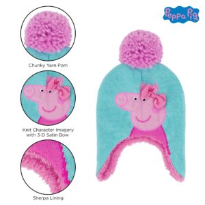 Hasbro Girls Winter Accessory Hat and Mittens Set, Peppa Pig Beanie for Toddler Ages 2-4, Blue/Pink