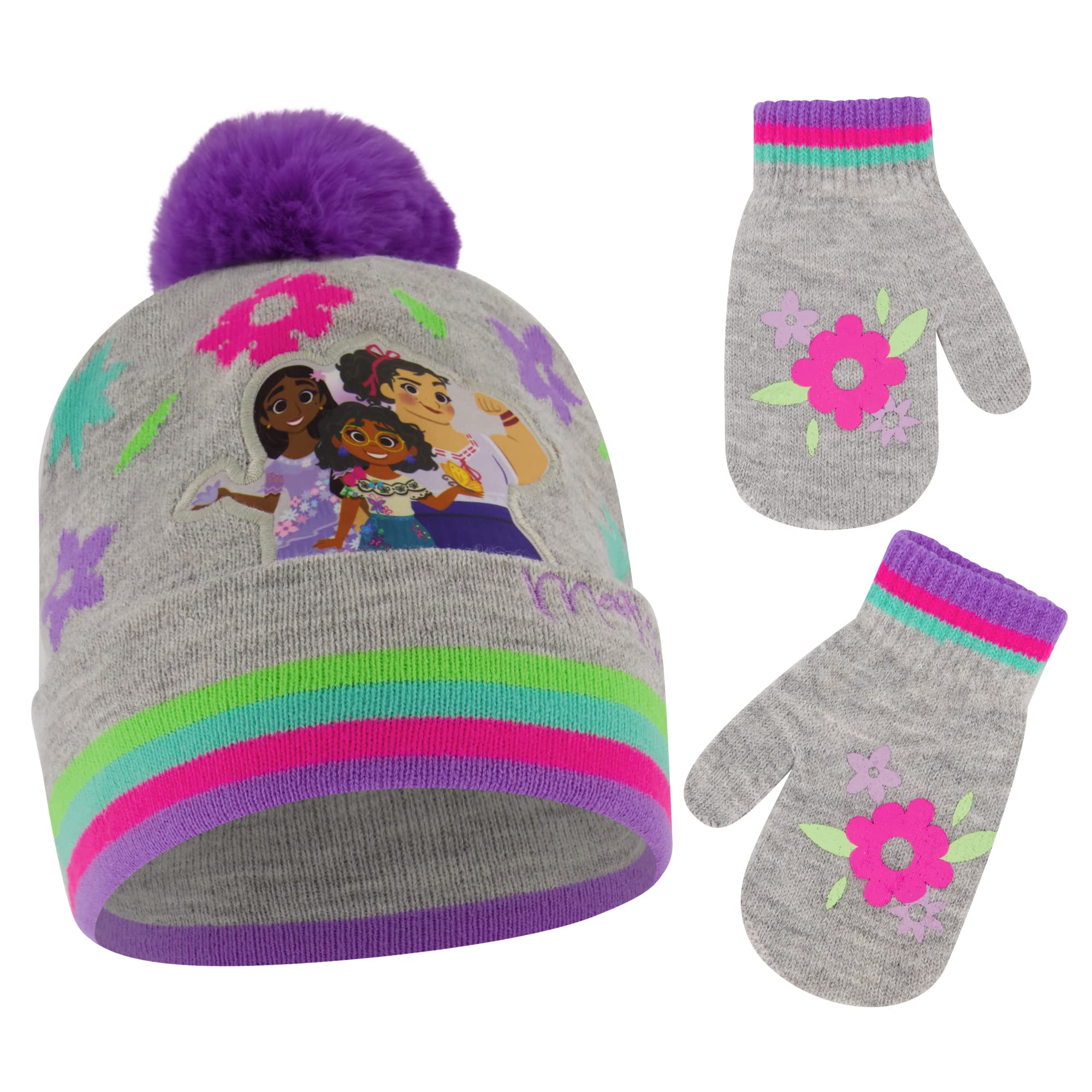 Disney Girls Toddler Winter Hat and Mittens Set Ages 2-4 Or Encanto Hat and Kids Gloves Set for Ages 4-7