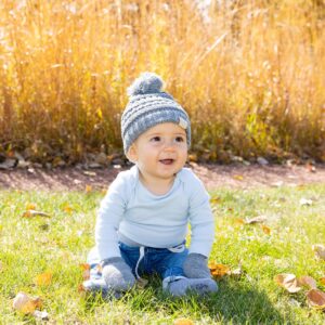 Funky Junque Infant Pom Beanie and Mittens Set - Leopard Beige