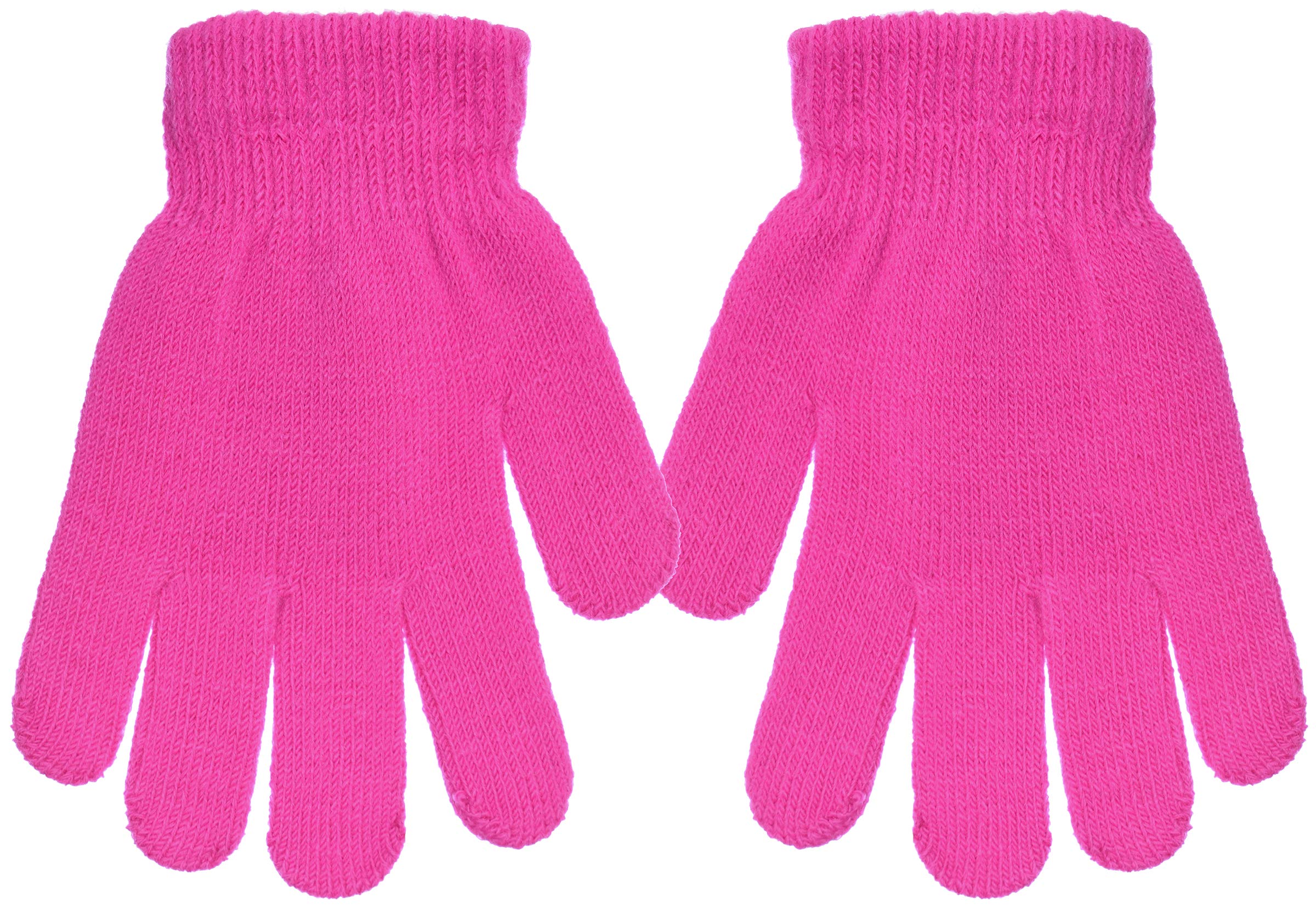 Girls Fleece Lined Knit Pom Beanie & Gloves Set with Warm Ear Flaps for Winter (Pink)