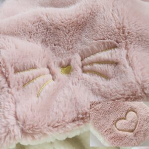 RUIXIA Women Girls Lovely Cartoon Bunny Ears Hat Scarf Gloves 3-in-1 Set Plush Fluffy Warm Hoodie Hat with Scarf Pocket Mitts Pink, One Size