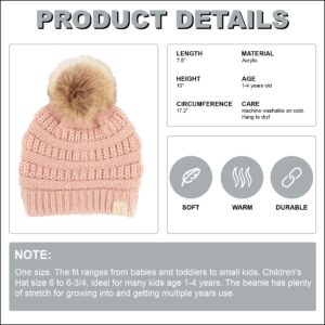 Funky Junque Kids Pom Beanie - Indi Pink (Faux Fur pom)