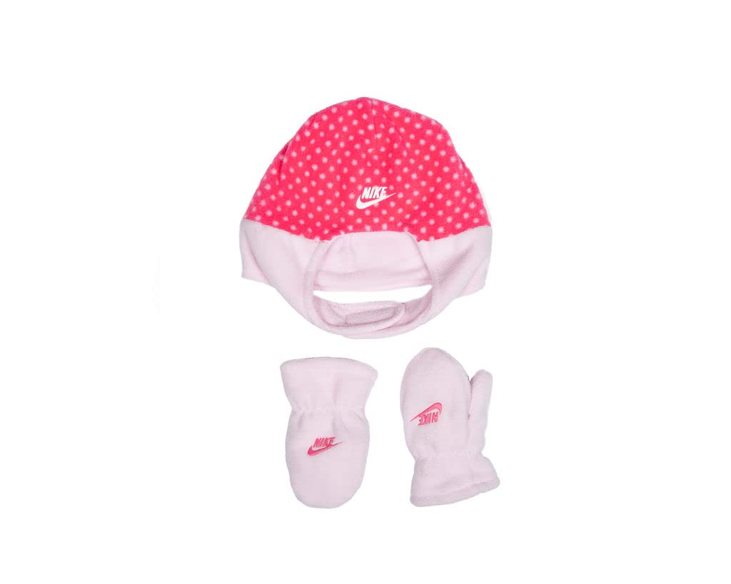 Nike Toddler Girls' Beanie with Ear Flaps & Mittens 2-Piece Set - Pink - One Size Fits All (2T-4T)