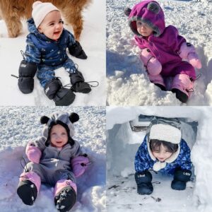 L-Bow Infant Cold Weather Mittens + Mittens For Winter + Stay On Design For Baby Boys & Girls + Warm Waterproof Material