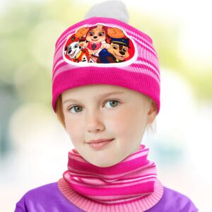 Nickelodeon Girls' JoJo Siwa or Paw Patrol Winter Hat, Gloves or Mittens, and Gaiter Set (2-7), Size Age 2-4, Paw Patrol, Mittens