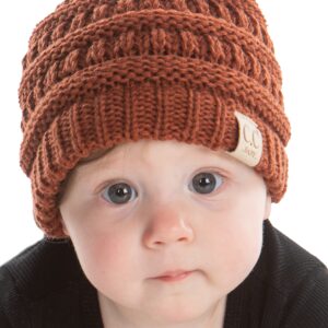 Funky Junque Beanie Infant Baby Skull Cap Hat (NO POM) - Rust