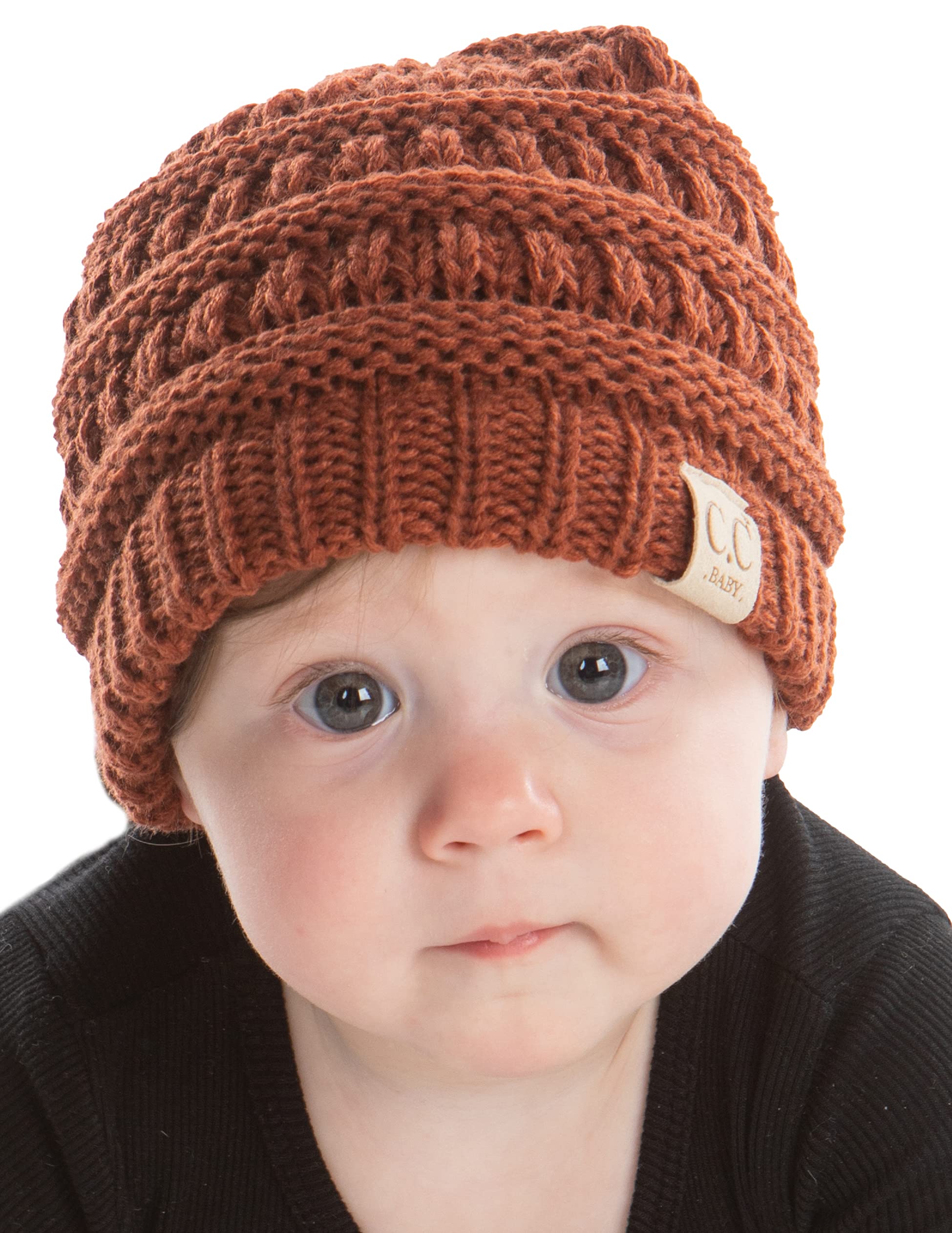 Funky Junque Beanie Infant Baby Skull Cap Hat (NO POM) - Rust