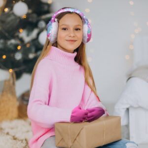 PEAK 2 PEAK Girls Pink Earmuff and Convertible Fingerless Gloves Winter Set [4014]