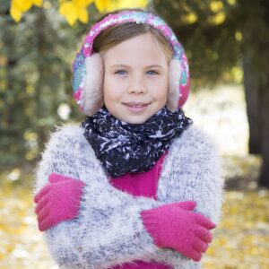 PEAK 2 PEAK Girls Pink Earmuff and Convertible Fingerless Gloves Winter Set [4014]