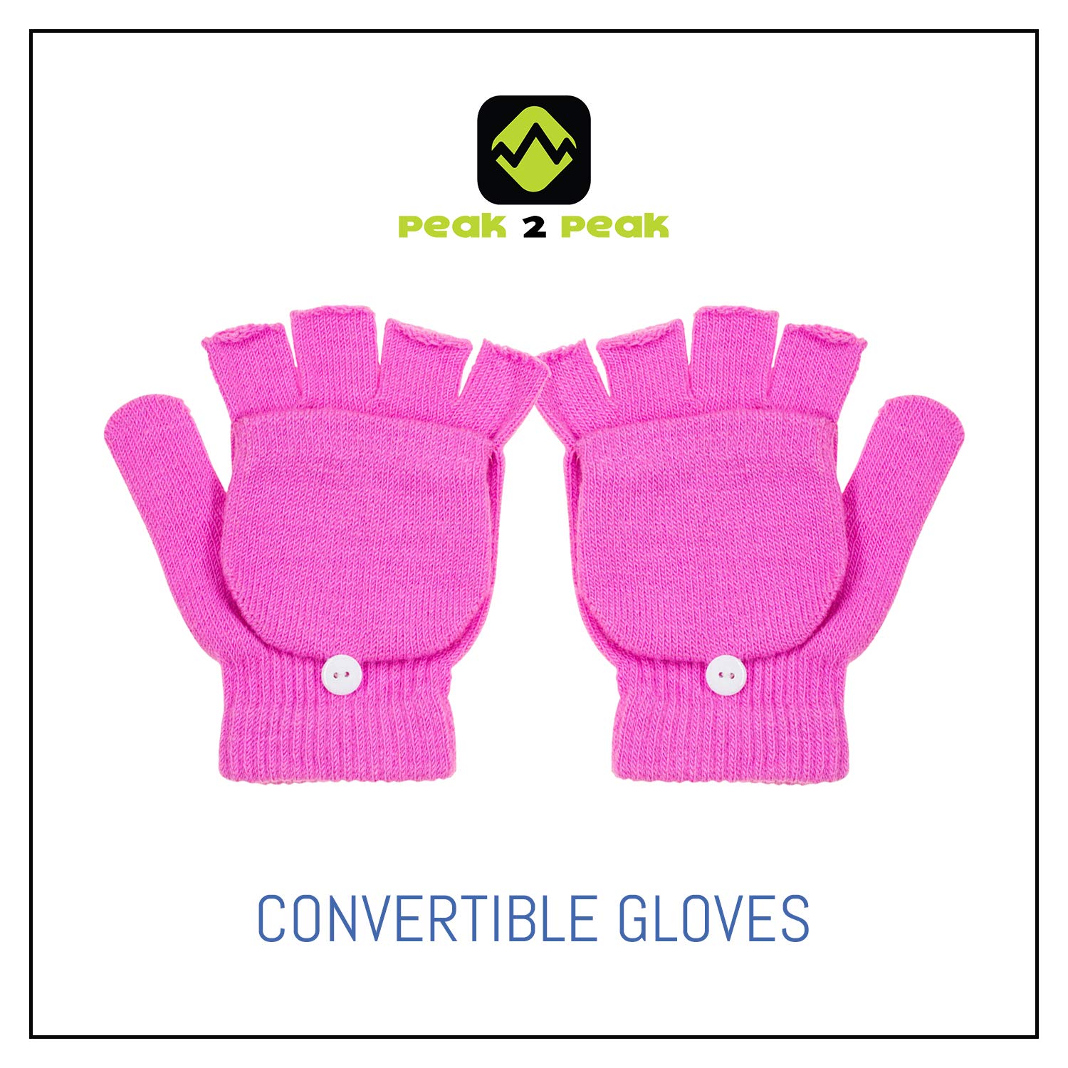 PEAK 2 PEAK Girls Pink Earmuff and Convertible Fingerless Gloves Winter Set [4014]