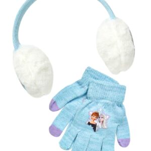 Disney Girls Frozen Elsa & Anna and Minnie Mouse Earmuff and Gloves Set (Age 4-7)