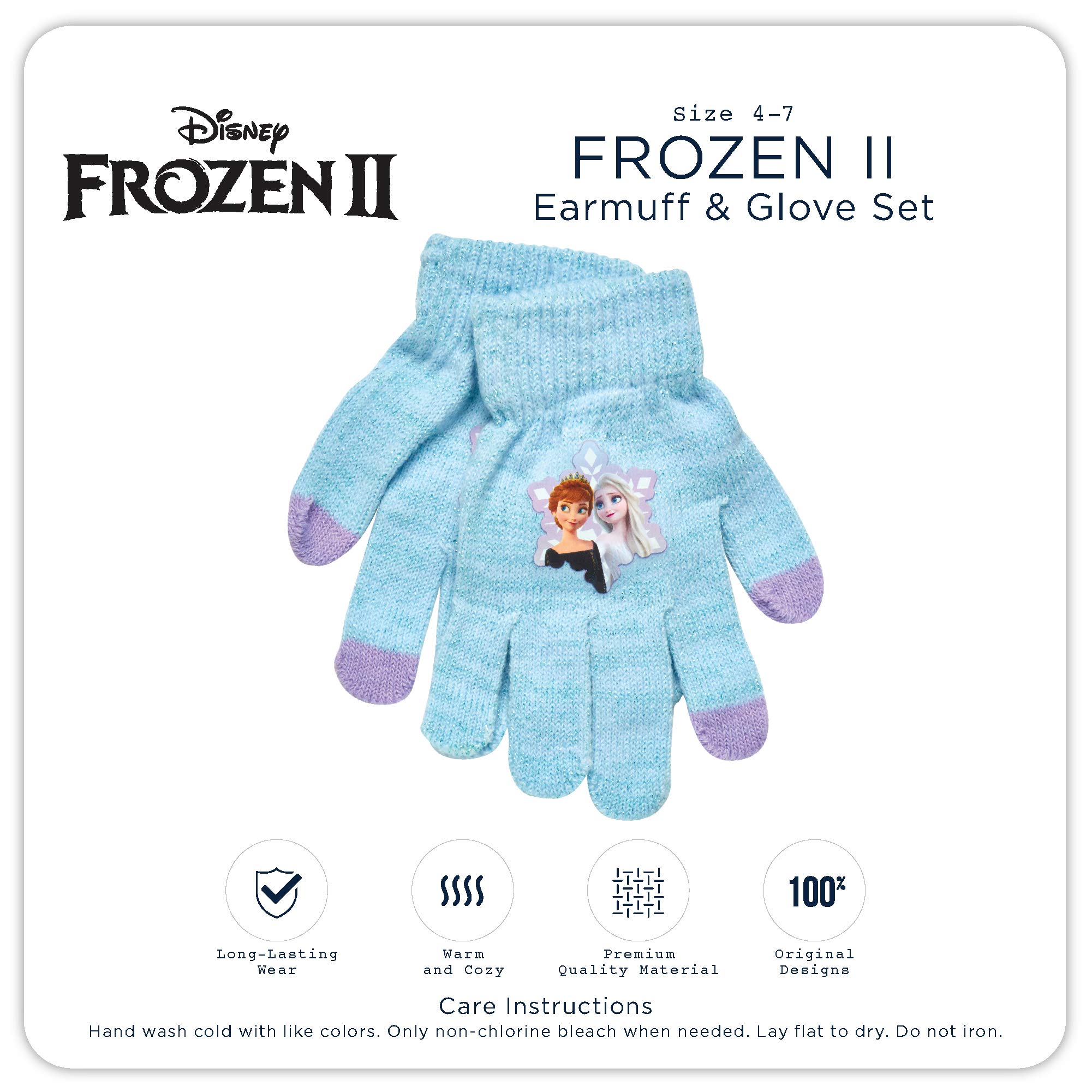 Disney Girls Frozen Elsa & Anna and Minnie Mouse Earmuff and Gloves Set (Age 4-7)