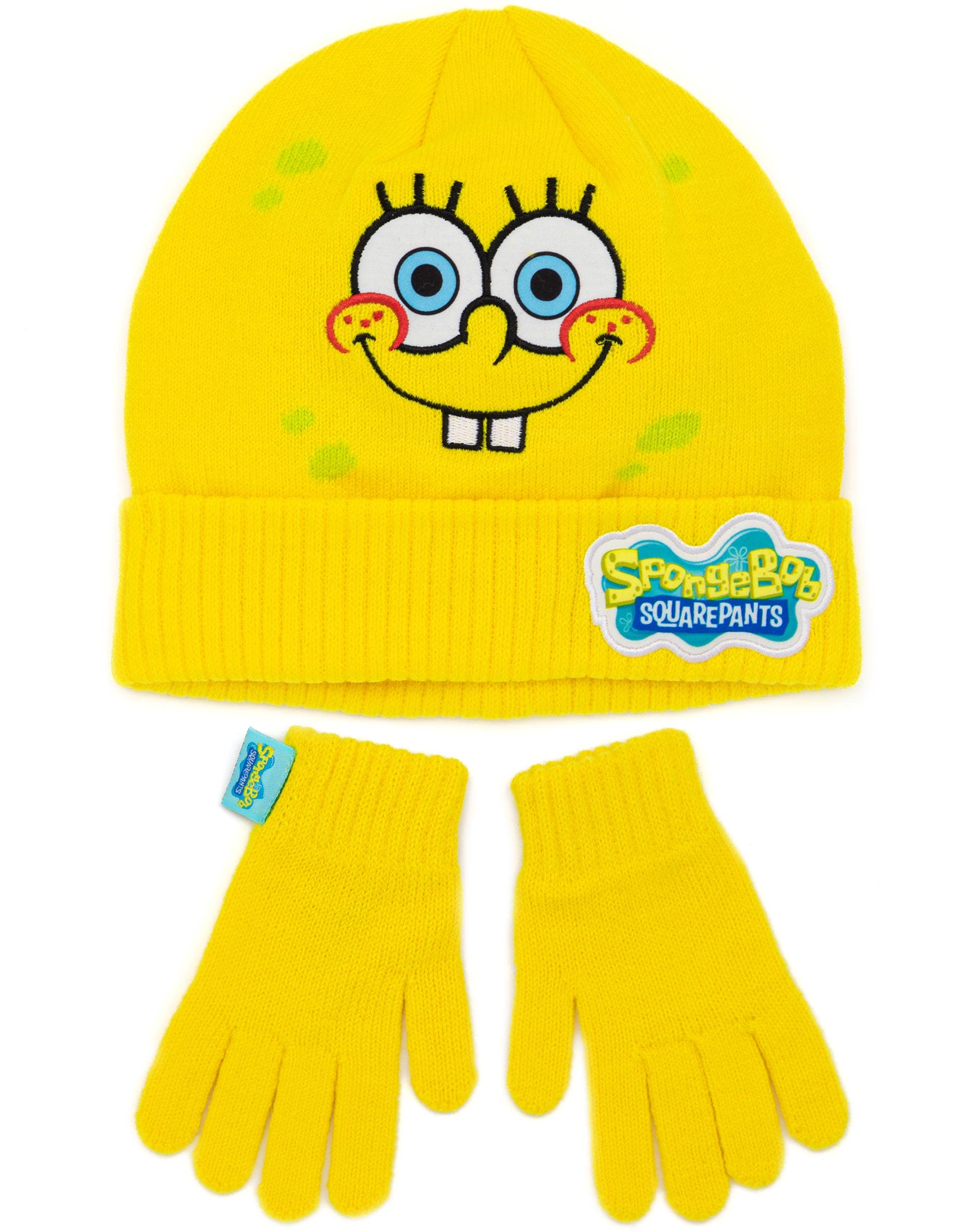 SpongeBob SquarePants Hat and Gloves Kids Yellow Knitted Winter Beanie