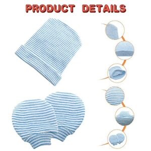 Ever Fairy Newborn Hospital Hat Gloves Set Infant Baby Cap Soft Cute Nursery Beanie (3pc Multicolor Set-2)