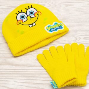 SpongeBob SquarePants Hat and Gloves Kids Yellow Knitted Winter Beanie