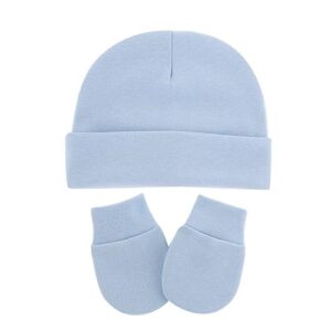 4 Sets Newborn Baby Caps Mittens Sleeping Hat and Gloves Beanie Infant Hats with Bow Baby Scratch Mitten Gloves for Boys Girls, Type 4