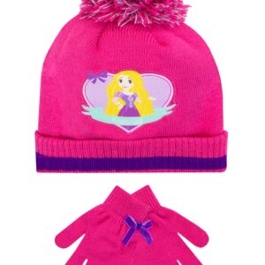 Disney Kids Winter Hat and Gloves Set Rapunzel Pink One Size