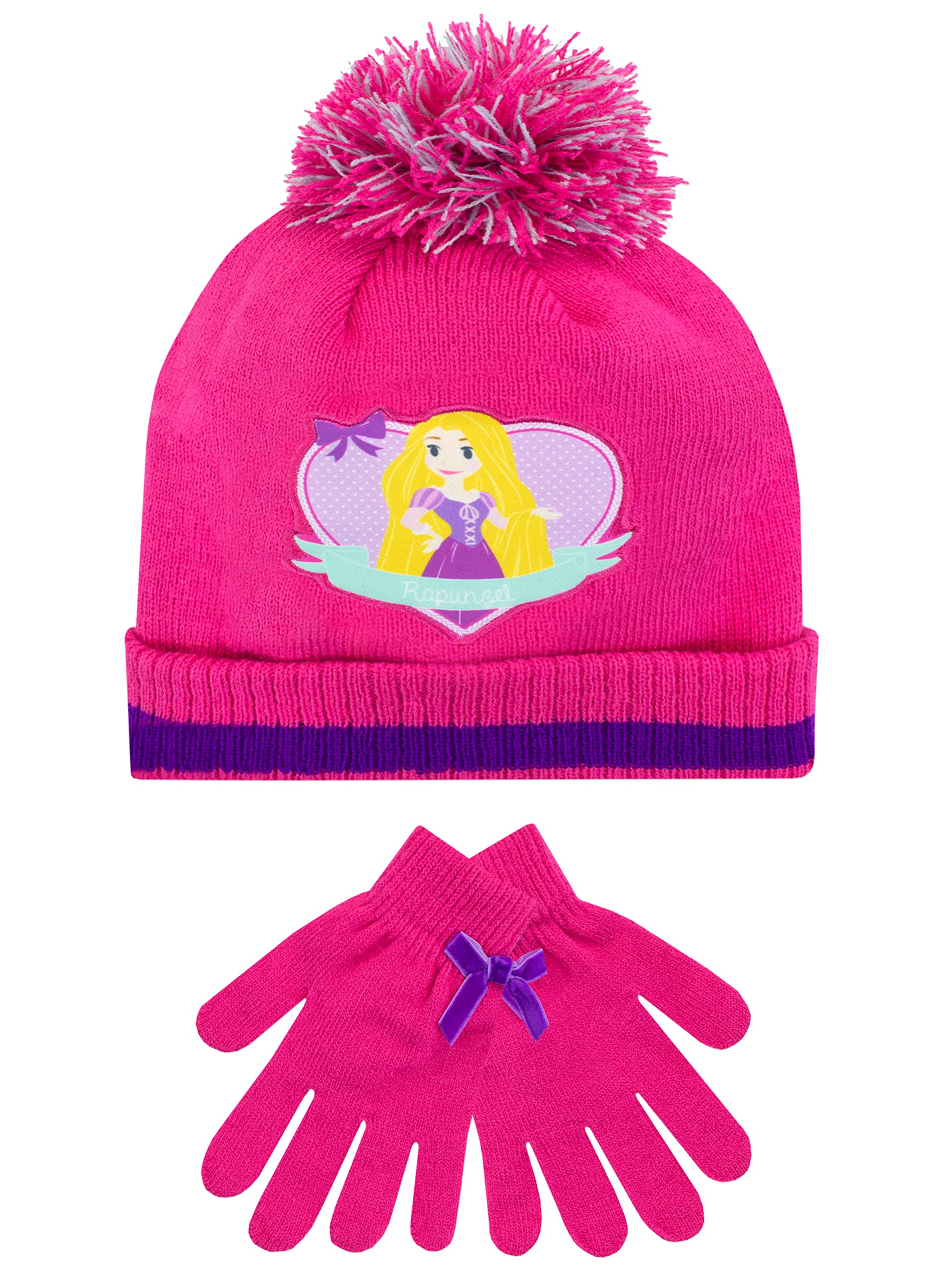 Disney Kids Winter Hat and Gloves Set Rapunzel Pink One Size