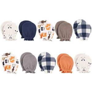 hudson baby baby girls cotton scratch mittens, forest, 0-6 months us