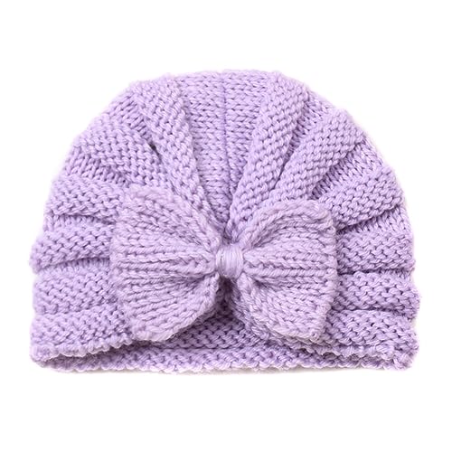 Winter Warm Baby Hat Cute Bow Girls Beanie Hat Knitted Infant Toddler Cap 0-3 Years Old, Purple