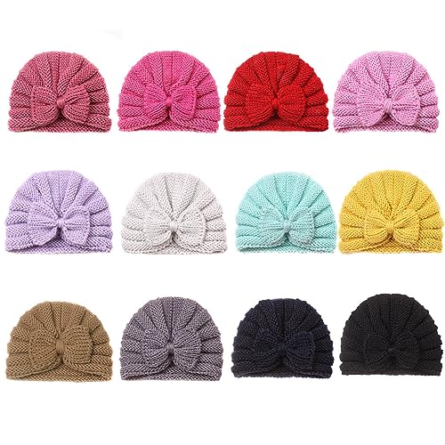 Winter Warm Baby Hat Cute Bow Girls Beanie Hat Knitted Infant Toddler Cap 0-3 Years Old, Purple