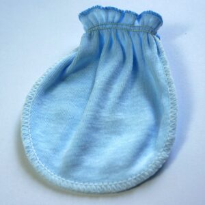 Liwely 6 Pairs Unisex-Baby No Scratch Mittens, 100% Cotton, Solid Blue with Bow