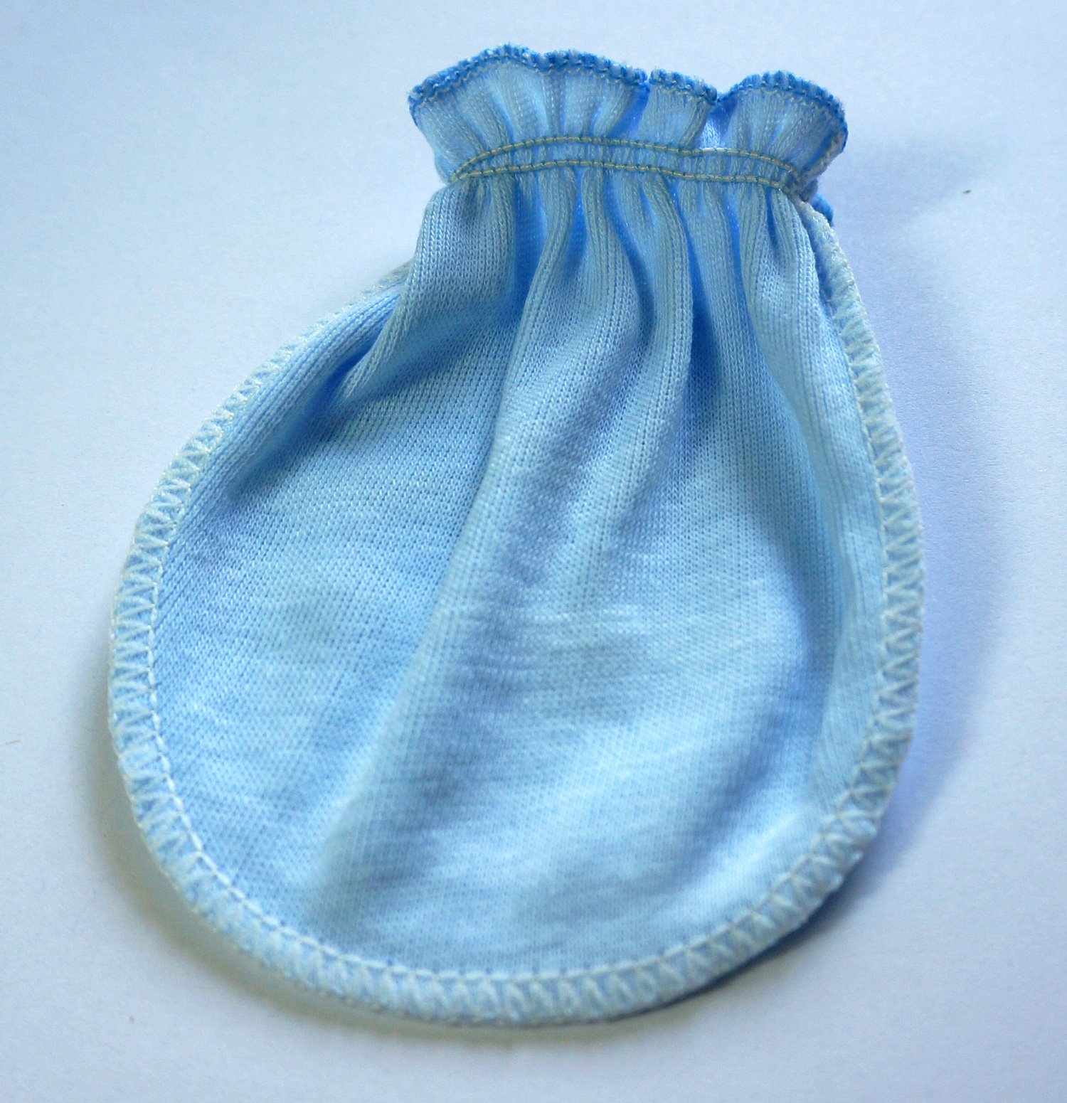 Liwely 6 Pairs Unisex-Baby No Scratch Mittens, 100% Cotton, Solid Blue with Bow