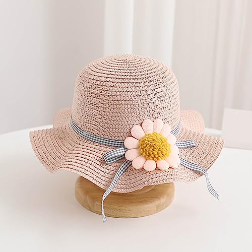 Carrot Hat Kids Children's Girls Sunscreen Hat Summer Bow Sun Hat Hat Braided Hat Beach Hat Sun Toddler (Pink, One Size)