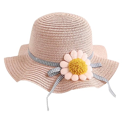 Carrot Hat Kids Children's Girls Sunscreen Hat Summer Bow Sun Hat Hat Braided Hat Beach Hat Sun Toddler (Pink, One Size)