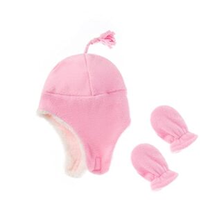 FOUTTUE Baby Cotton Winter Hat Newborn Baby Kids Girls Boys Winter Warm Knitted Hats Ear Solid Warm (E+Pink+Purple #2, One Size)