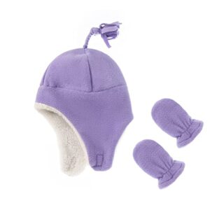 FOUTTUE Baby Cotton Winter Hat Newborn Baby Kids Girls Boys Winter Warm Knitted Hats Ear Solid Warm (E+Pink+Purple #2, One Size)