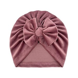 FOUTTUE Infant Caps with Bows Girls Solid Fleece Cap Beanie Bowknot Elastics Turban Hat Toddler Knit (1-A+B+C+G+H+I, One Size)