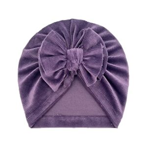 FOUTTUE Infant Caps with Bows Girls Solid Fleece Cap Beanie Bowknot Elastics Turban Hat Toddler Knit (1-A+B+C+G+H+I, One Size)