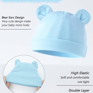 SEAUR Baby Girls Boys 4 Set Teddy Bear Ear Hats Mittens Socks Soft Cotton No Scratch Gloves Non Slip Comfortable Stockings