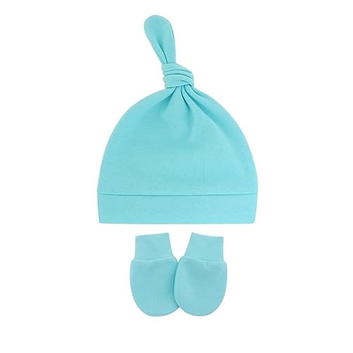 8PCS Newborn Baby Hats and Mittens Set Gloves Beanies No Scratch Mittens Warm Elastic Infants Hats 0-6 Months