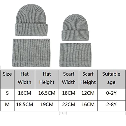 Toddler Kids Boys Girls Beaniess Hat Scarf Set Winter Warm Cute Solid Knit Cap Fleece Neck Warmer Baby (E, 0-2 Years)