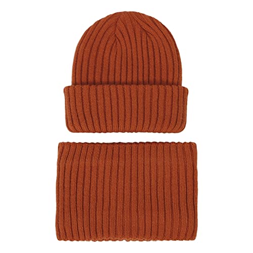 Toddler Kids Boys Girls Beaniess Hat Scarf Set Winter Warm Cute Solid Knit Cap Fleece Neck Warmer Baby (E, 0-2 Years)