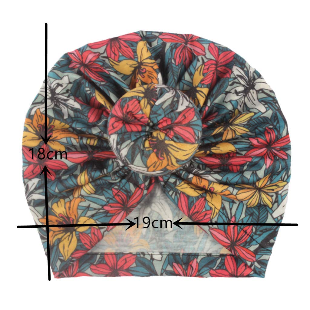 LISfsa Toddler Kids Baby Boy Girl Floral Print Knotted Hat Beanie Headwear Accessories Baby Turban Hats Cute Beanies for Kids 0-3T