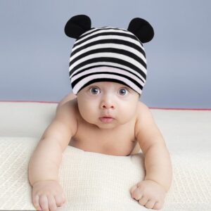 4 Sets Newborn Baby Hat and Mitten Set, Cute Animal Ears Beanies and No Scratch Mittens for 0-12 Months