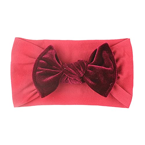 FIN86 Accessories Hairband Baby Girls Stretch Solid Headband Bow Kids Headwear Baby Care Baby Super Stretchy Headbands (Wine, One Size)