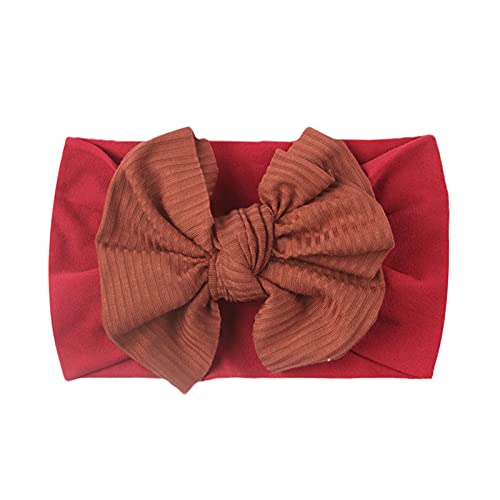 FIN86 Newborn Winter Solid Hairband Accessories Bow Headwears Kids Band Hair Headband 1PC Baby Girls Baby Care Toddler Girls (Wine, One Size)