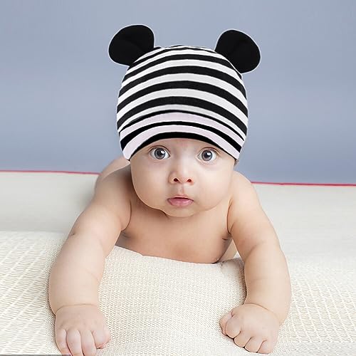 8PCS Newborn Baby Hats and Mittens Set Cute Bear Ear Beanies No Scratch Mitten Warm Elastic Infants Hats 0-12 Months