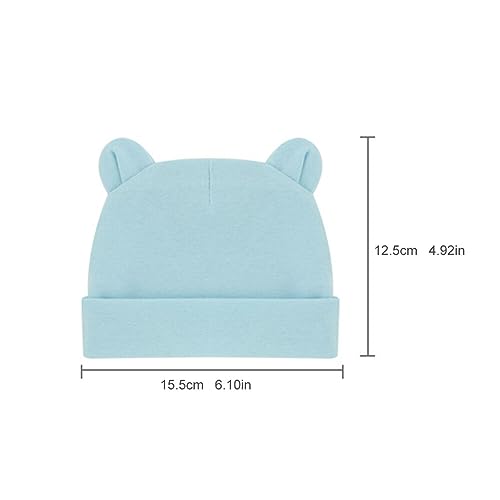 8PCS Newborn Baby Hats and Mittens Set Cute Bear Ear Beanies No Scratch Mitten Warm Elastic Infants Hats 0-12 Months