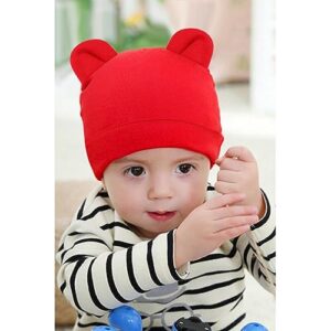 8PCS Newborn Baby Hats and Mittens Set Cute Bear Ear Beanies No Scratch Mitten Warm Elastic Infants Hats 0-12 Months