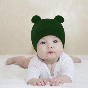 8PCS Newborn Baby Hats and Mittens Set Cute Bear Ear Beanies No Scratch Mitten Warm Elastic Infants Hats 0-12 Months