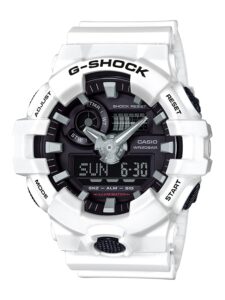 casio men's 'g shock' quartz resin casual watch, color:white (model: ga-700-7acr)